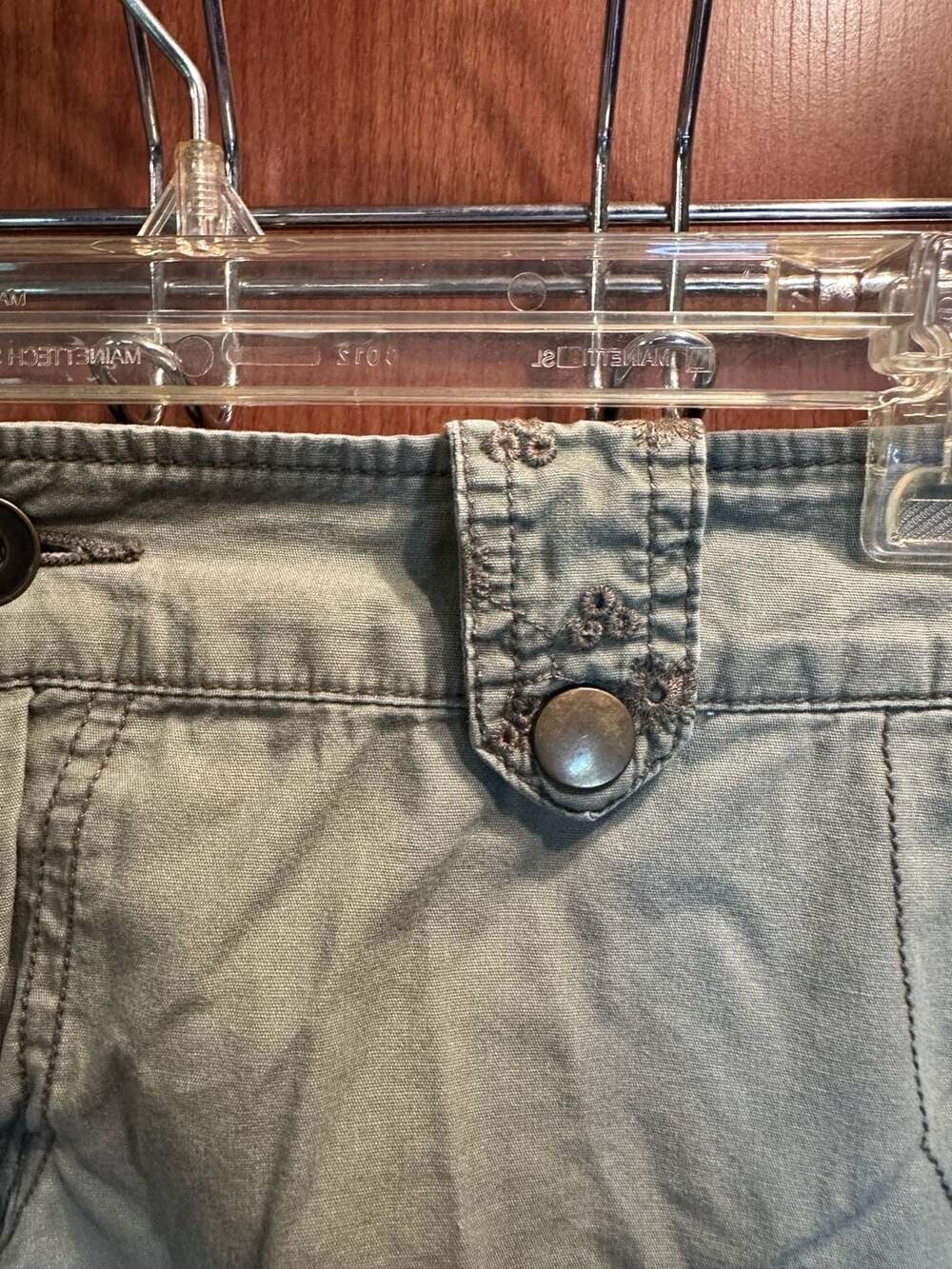 Vintage Cargo Shorts Army Green Cotton Utility Style - Picture 5 of 8